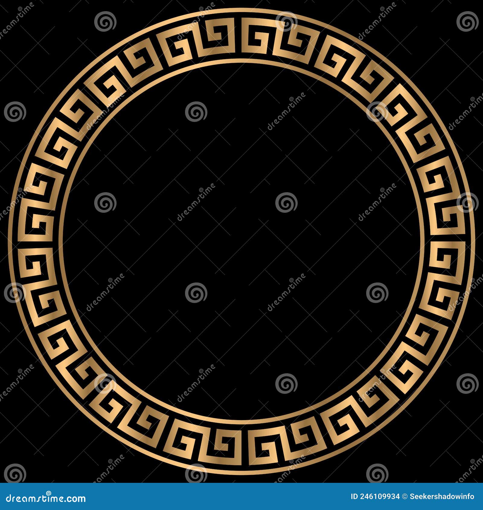 Abstract Greek Key Border. Elegant Gold Circle Frames Patterns. Golden ...