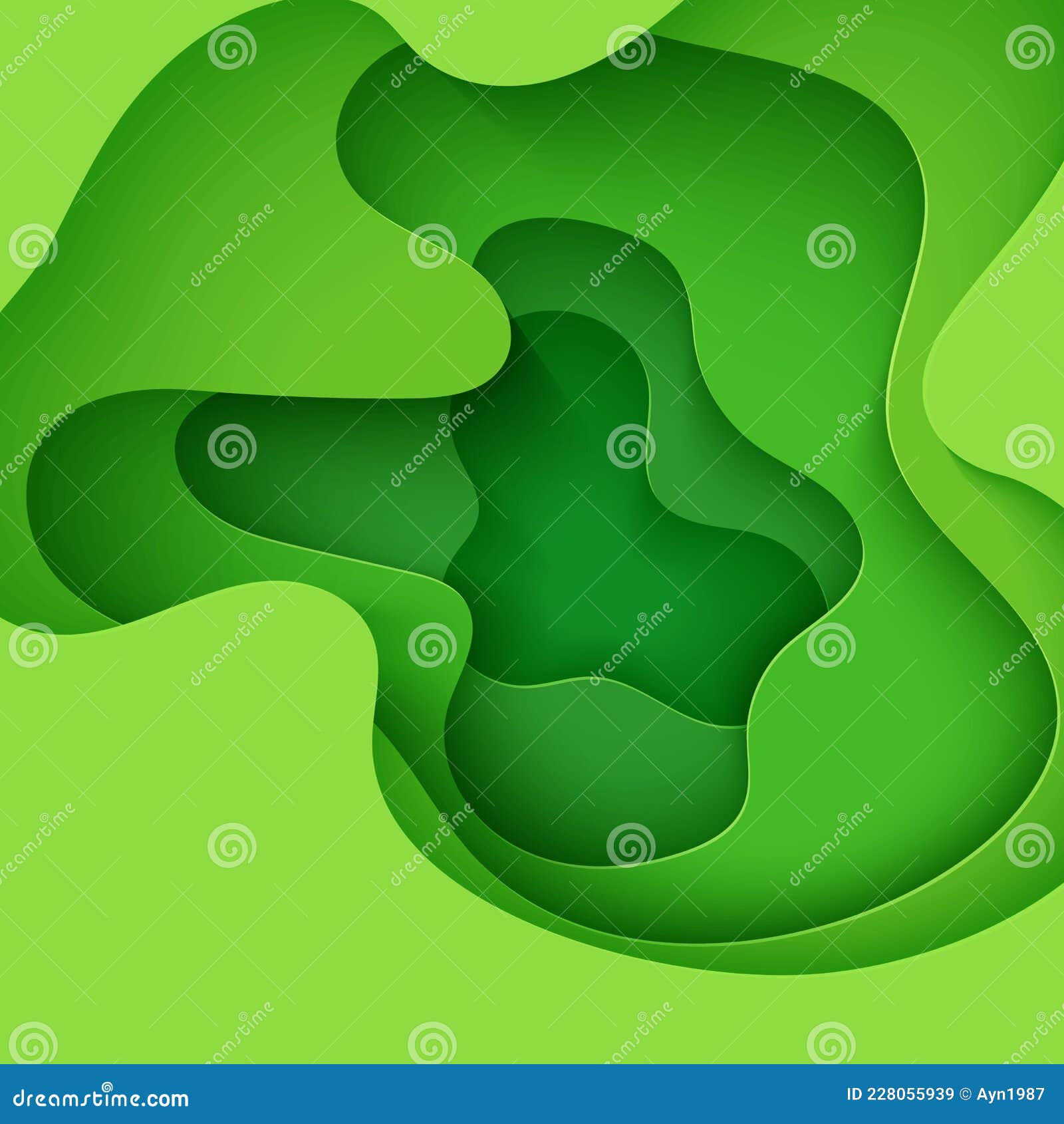 Abstract Green Background in Paper Cut Style. 3d Layout Wallpaper Cut ...