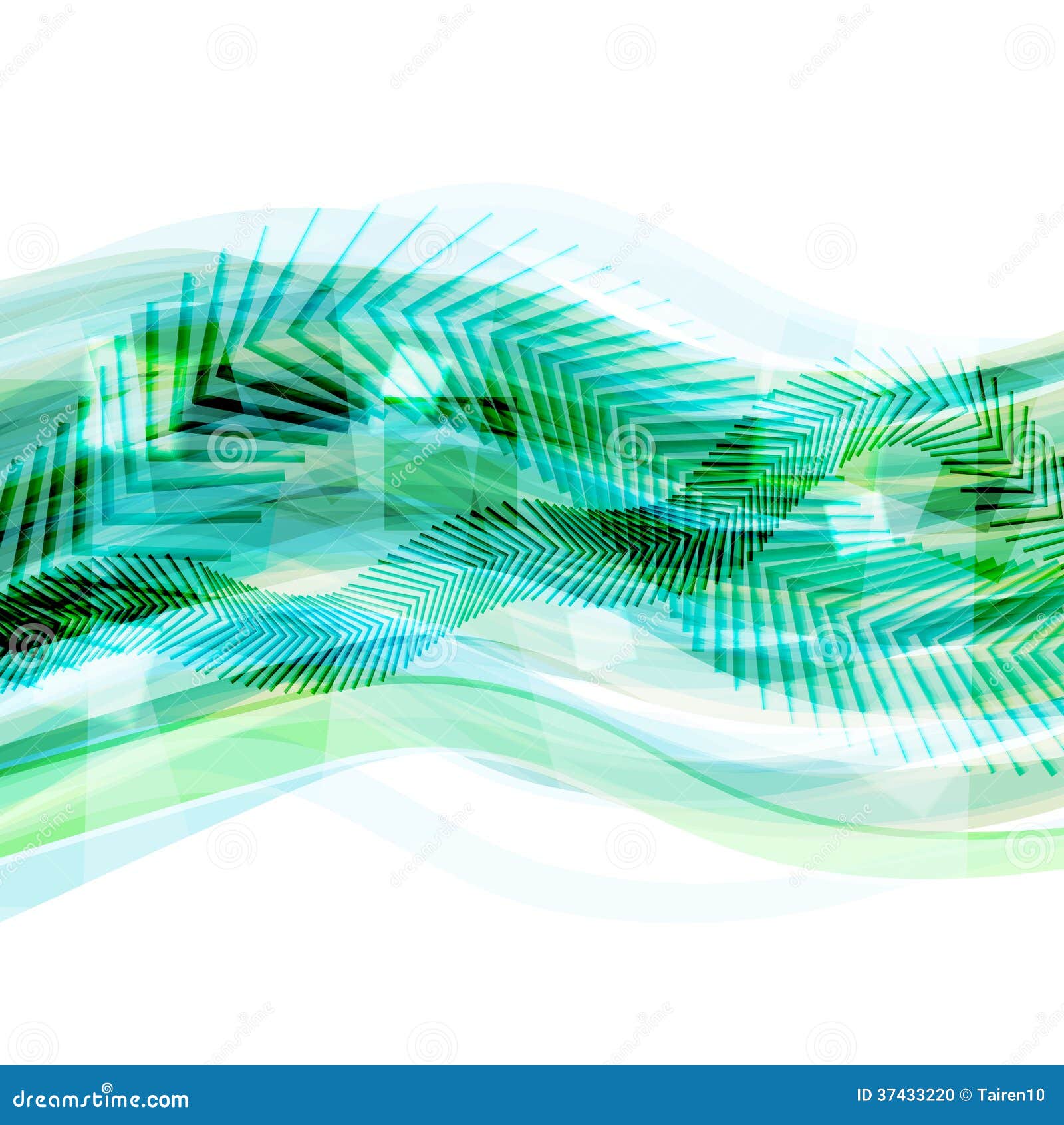 Abstract Green Geometrical Background with Moving Lines Stock Vector