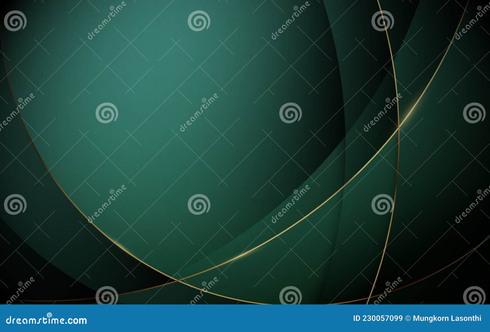 Abstract Green and Gold Luxury Curved Overlap Geometric Shape Texture