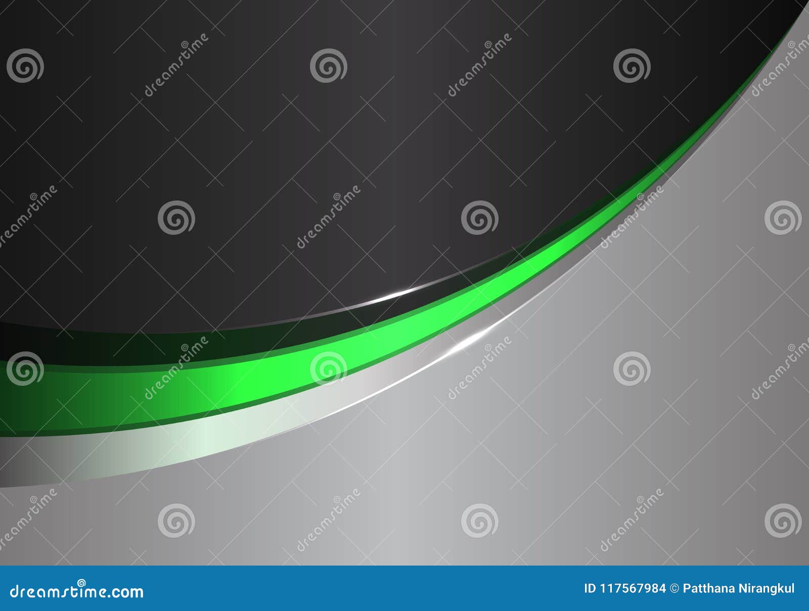 abstract green line curve on black gray  modern futuristic background 