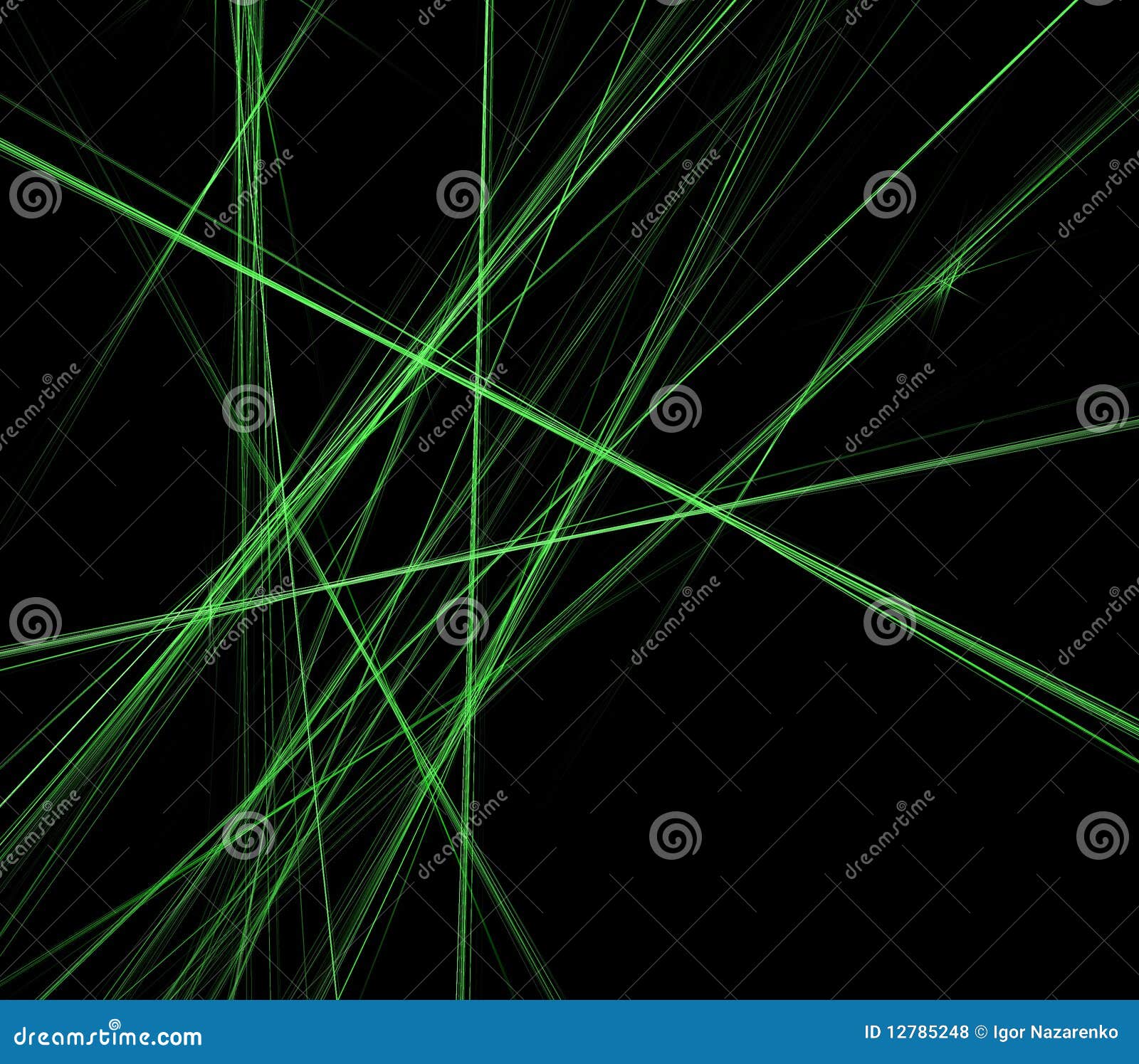Abstract Green Lines on Black Background Stock Illustration