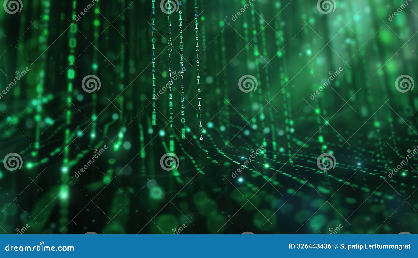 abstract green matrix digital data stream background with lines and dots, representing futuristic technology and data