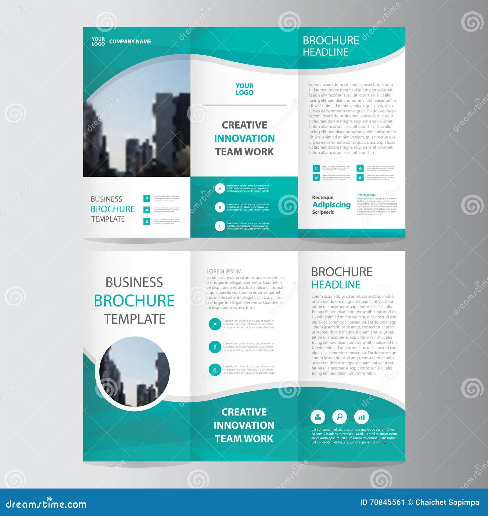 abstract green polygon trifold leaflet brochure flyer template , book cover layout 