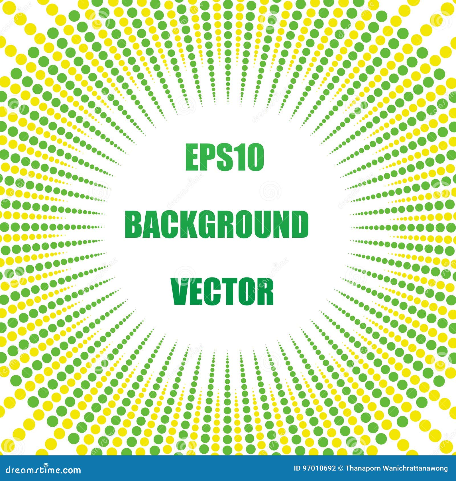 Abstract Green and Yellow Spiral Dots Background. Stock Vector