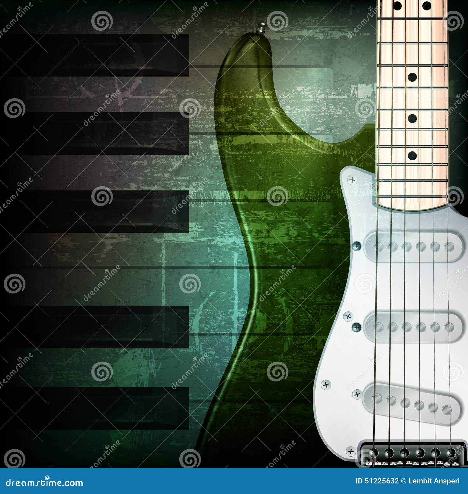 Abstract Grunge Background with Electric Guitar Stock Vector