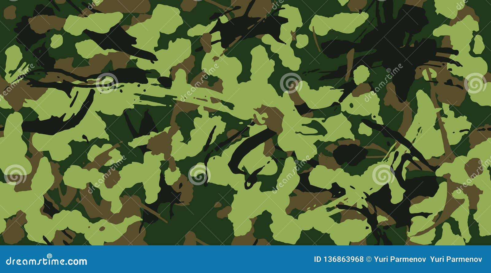 Woodland Grunge Camouflage, Seamless Pattern. Military Urban Camo