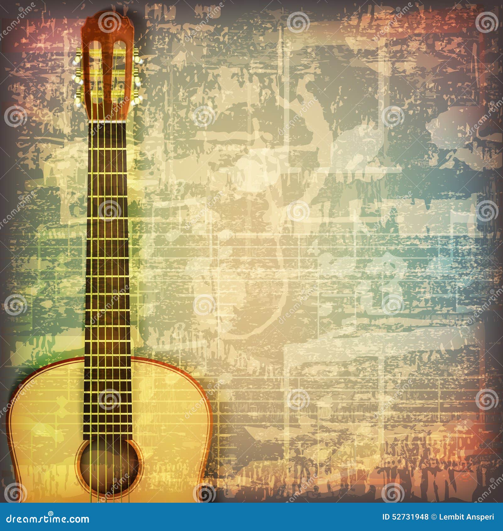 Abstract Grunge Piano Background With Acoustic Guitar Abstract Grunge Piano Background With Acoustic Guitar