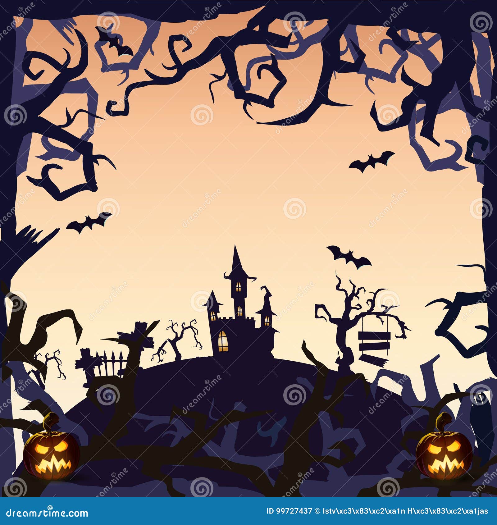 Ghost Castle - Halloween Background Stock Illustration - Illustration ...