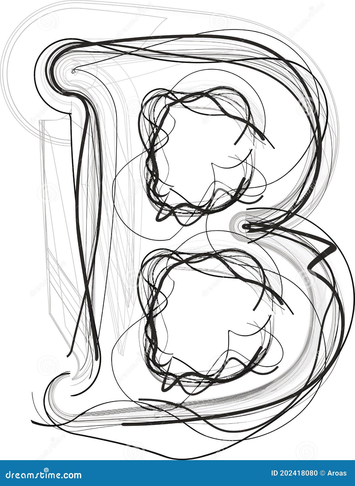 Abstract Hand Drawn Letter B Stock Vector Illustration of graphic