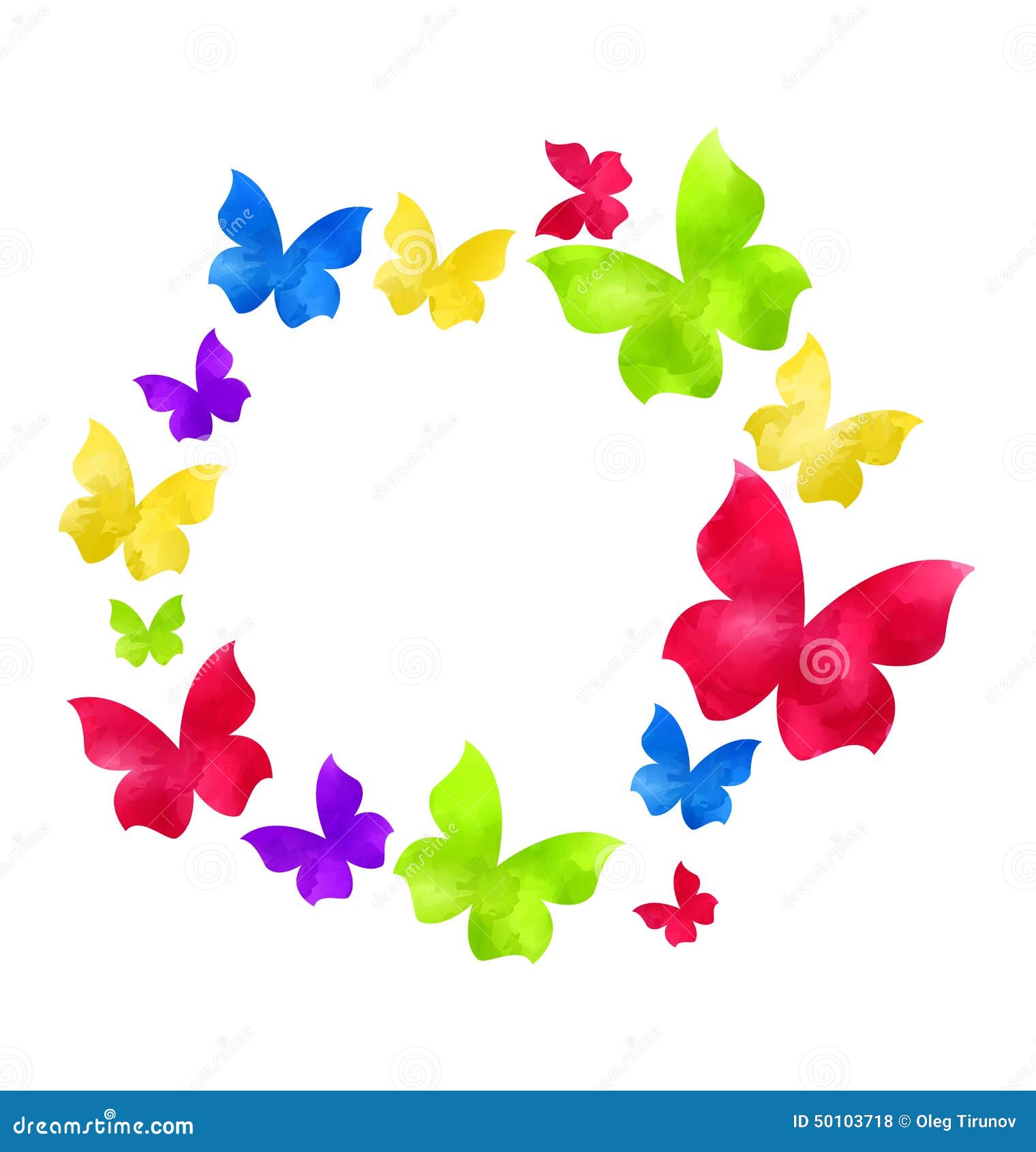 Download Abstract Hand-drawn Watercolor Butterflies In Round Frame ...