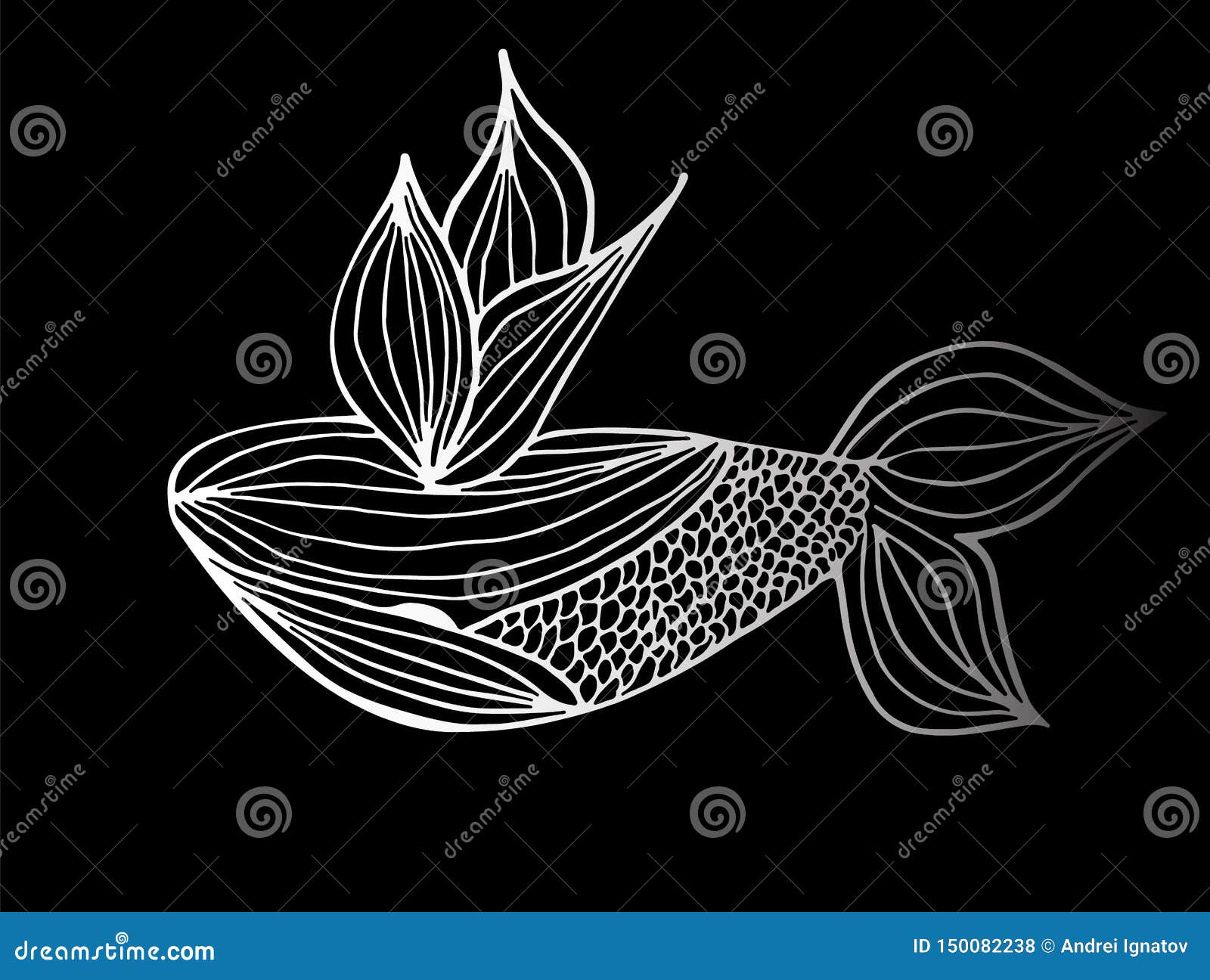 abstract hand drawn whale  on black background.  . outline. line art. sketch