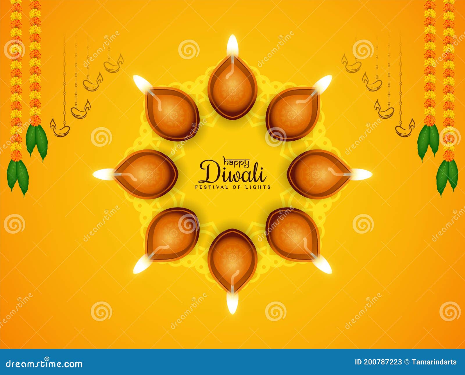 Abstract Happy Diwali Festival Bright Yellow Background Design Stock Vector  - Illustration of night, bright: 200787223