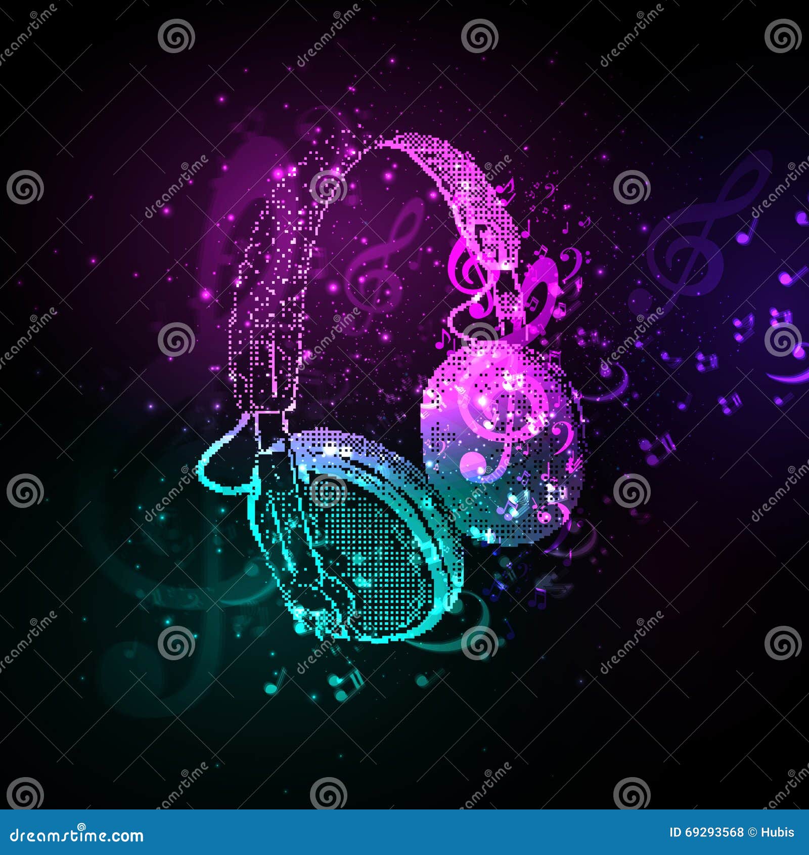 Abstract Headphones Cover with Note Stock Vector Illustration of