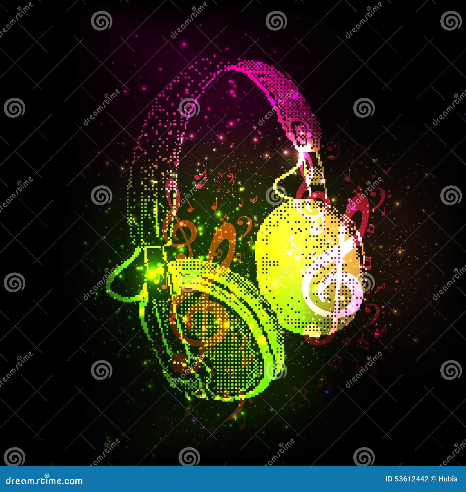 Abstract Headphones with Note Stock Vector Illustration of composing