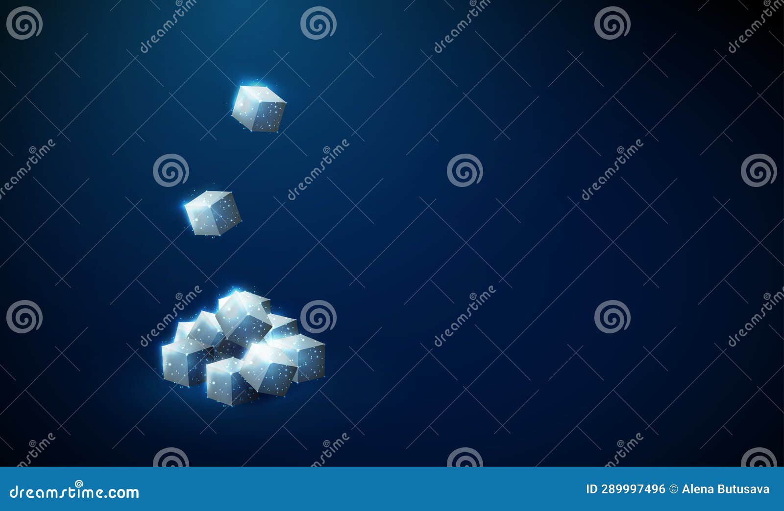 Abstract Heap of White Cubes of Sugar with Falling Pieces of Sugar ...