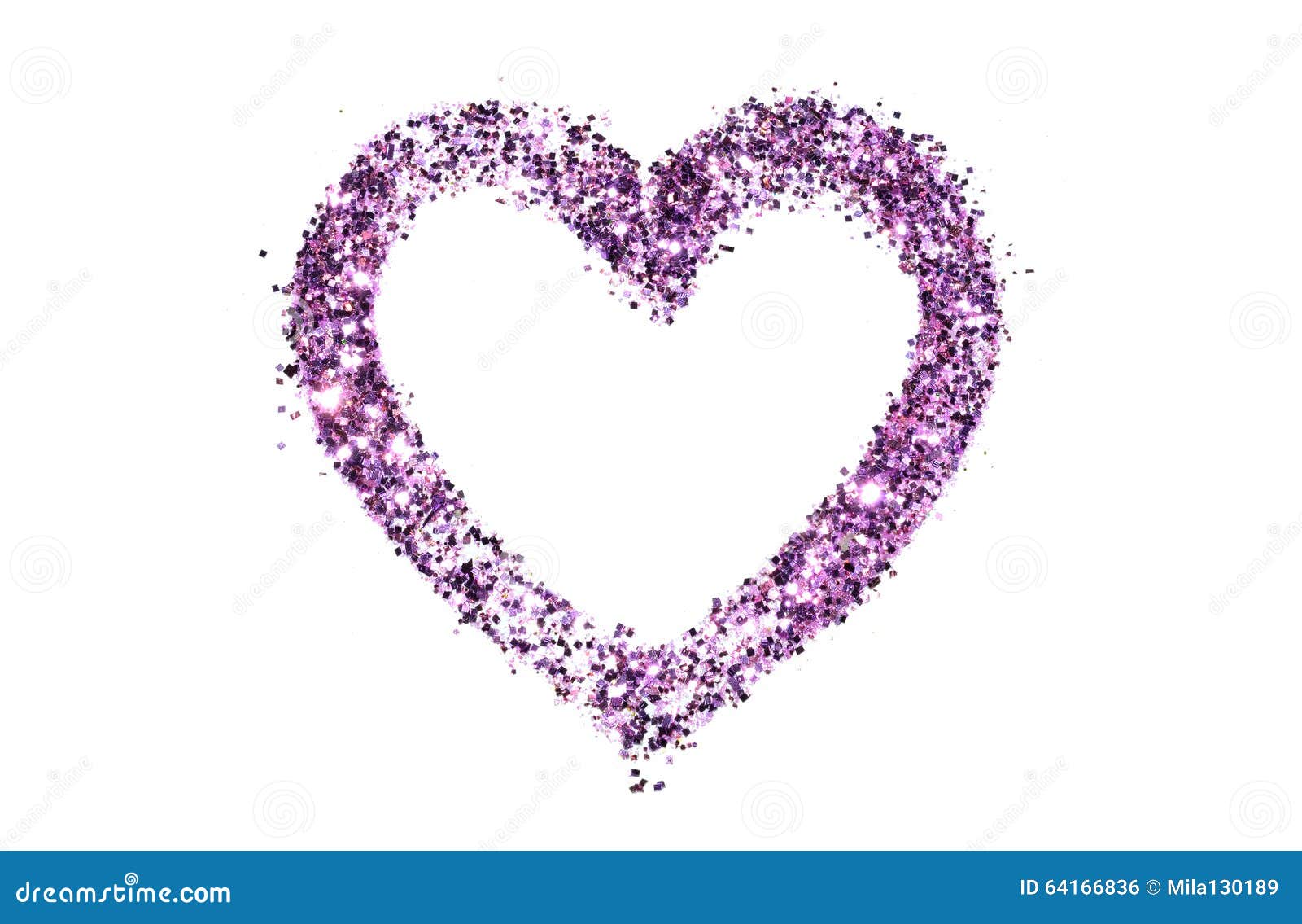 Abstract Heart of Purple Glitter Sparkle on White Stock Photo Image