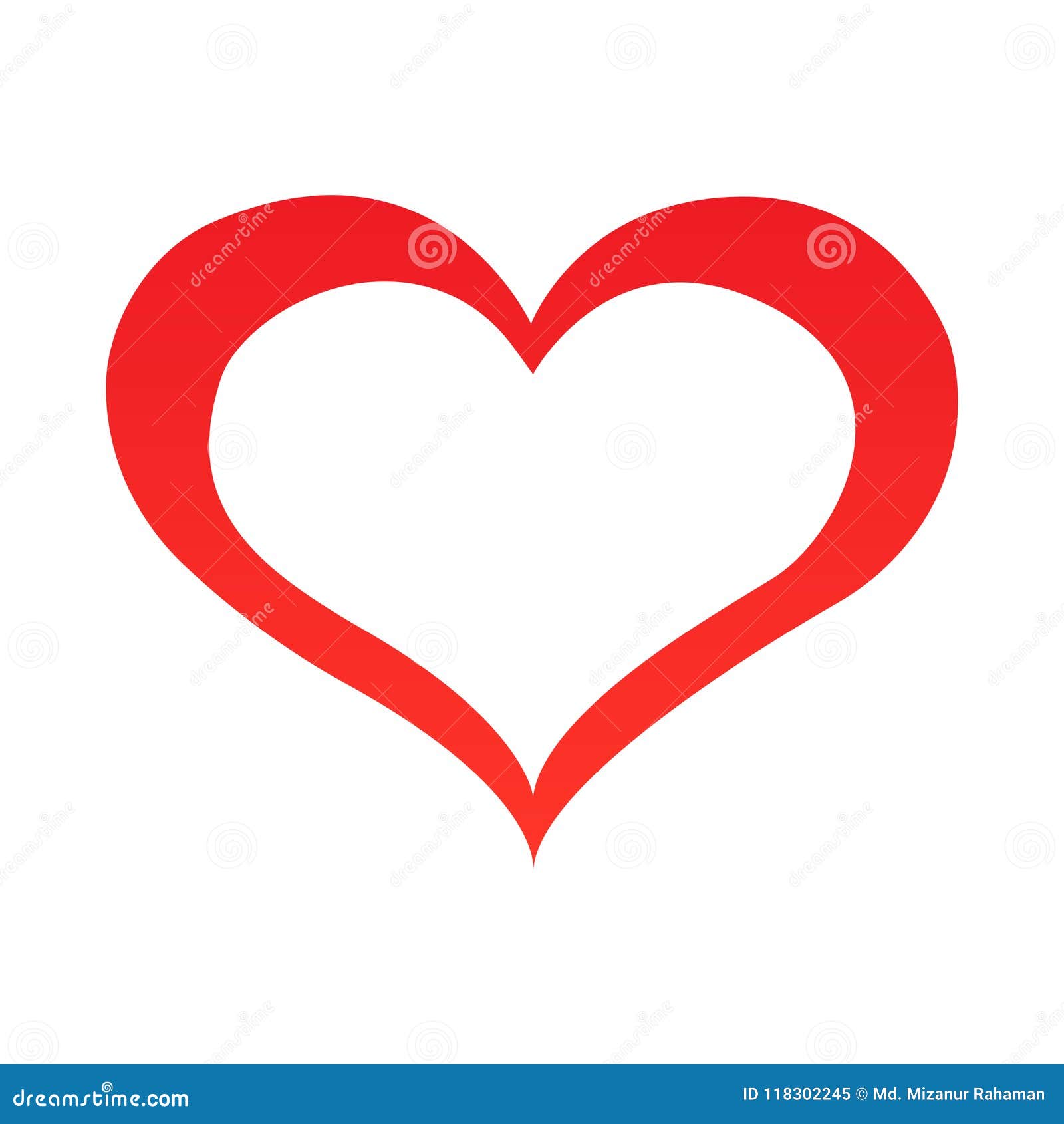 red heart outline vector