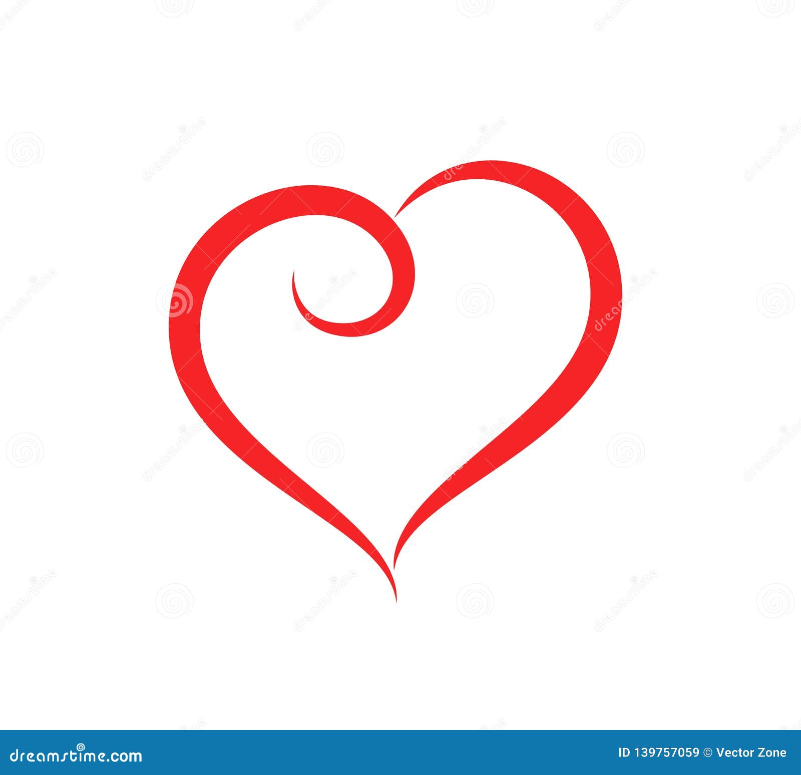 red heart outline vector