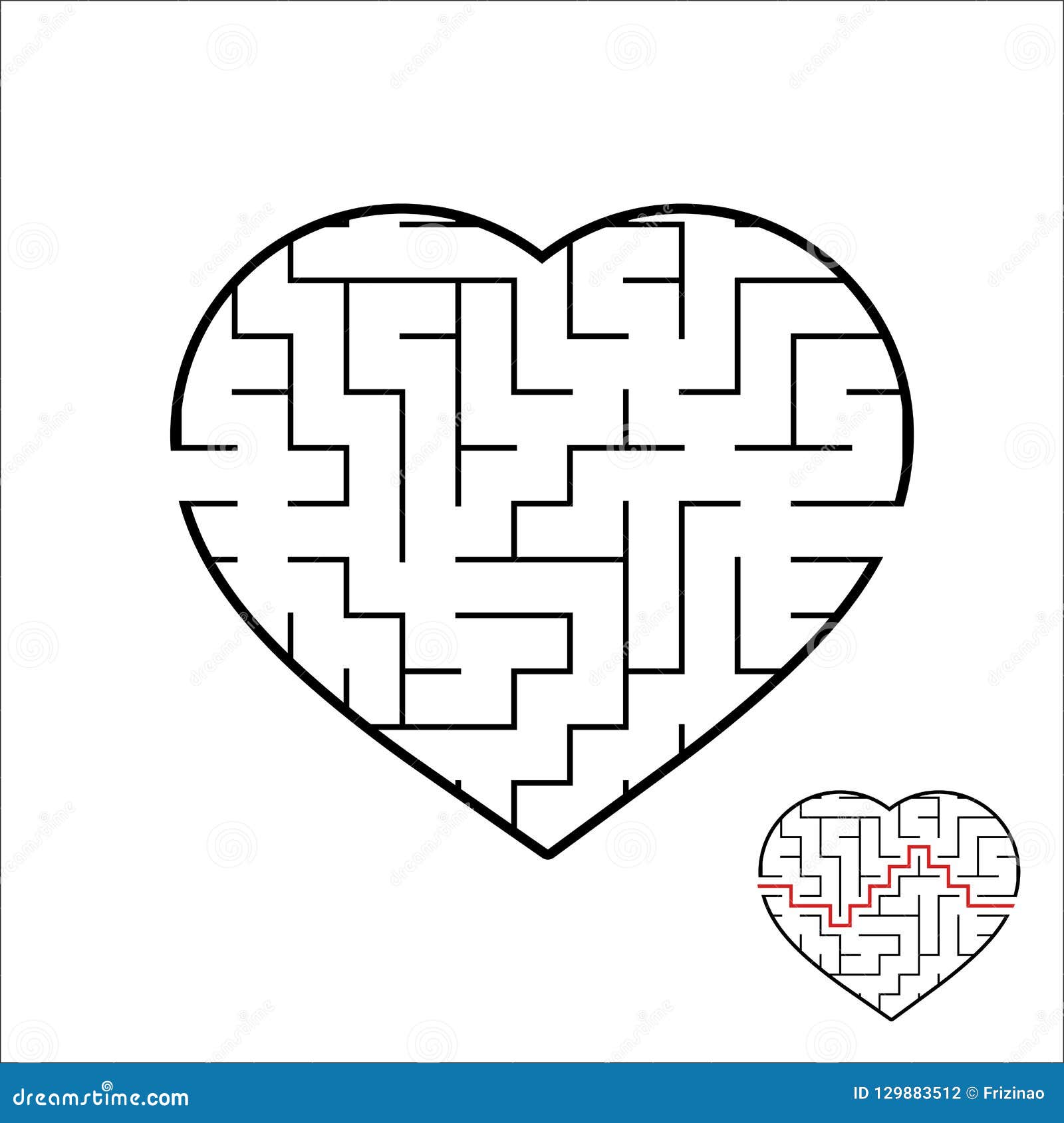 Abstract Heart Shaped Labyrinth. Game for Kids. Puzzle for Children