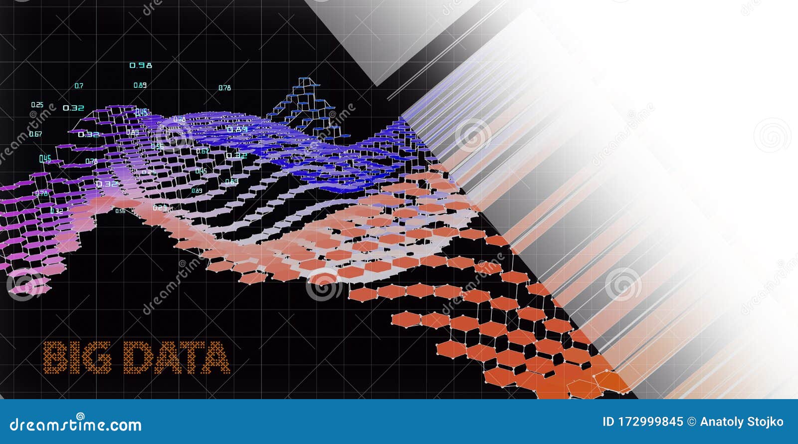 abstract hexagon cpncept of data analytics and technology 3d infographic.  business and finance analytics representation. big data