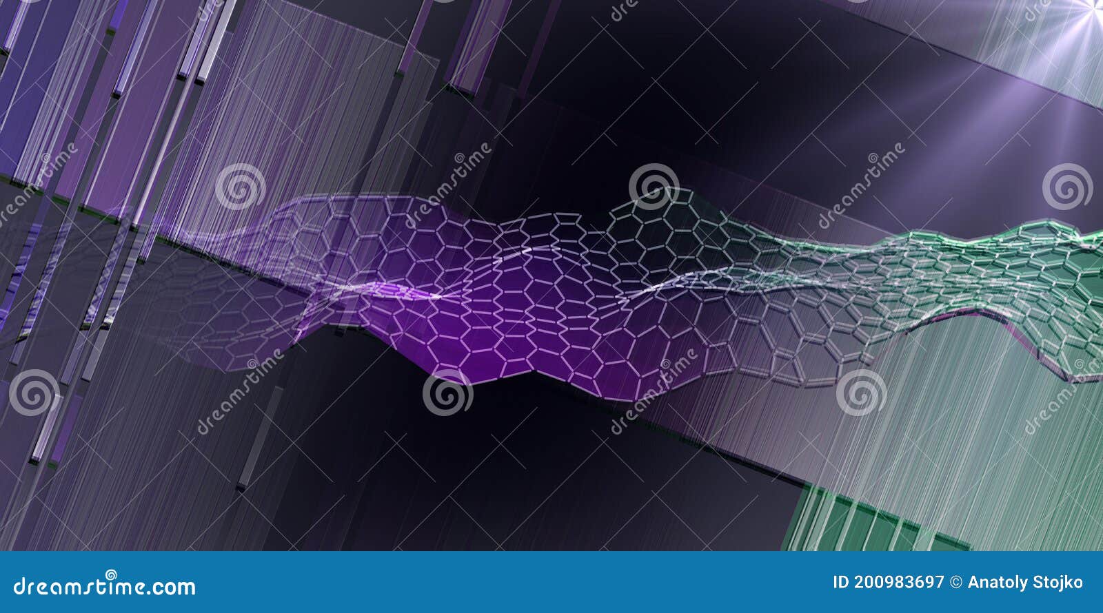 Abstract Hexagon Grid Background with Blurred Lines. Artificial