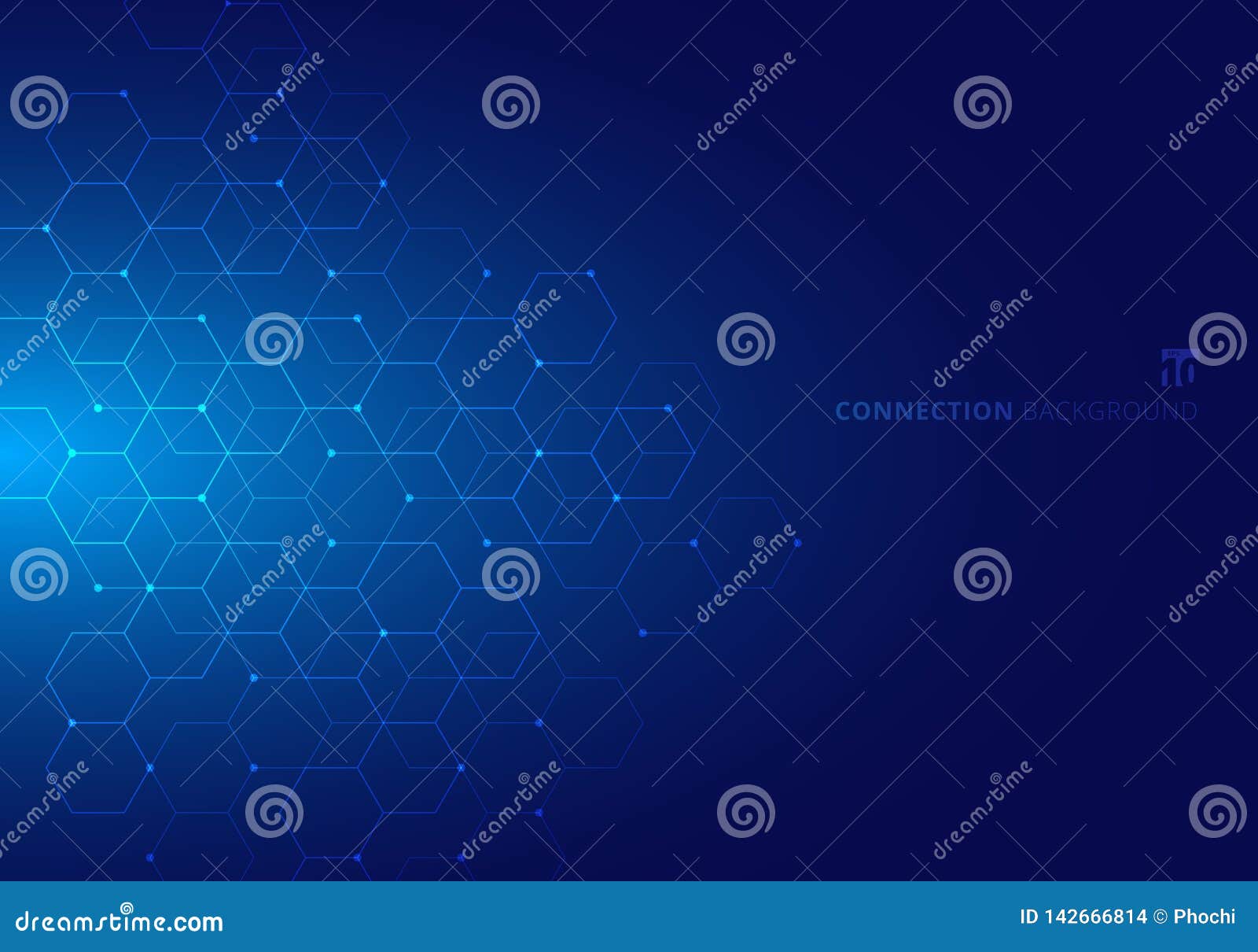 abstract hexagons with nodes digital geometric with lines and dots on blue background. technology connection concept