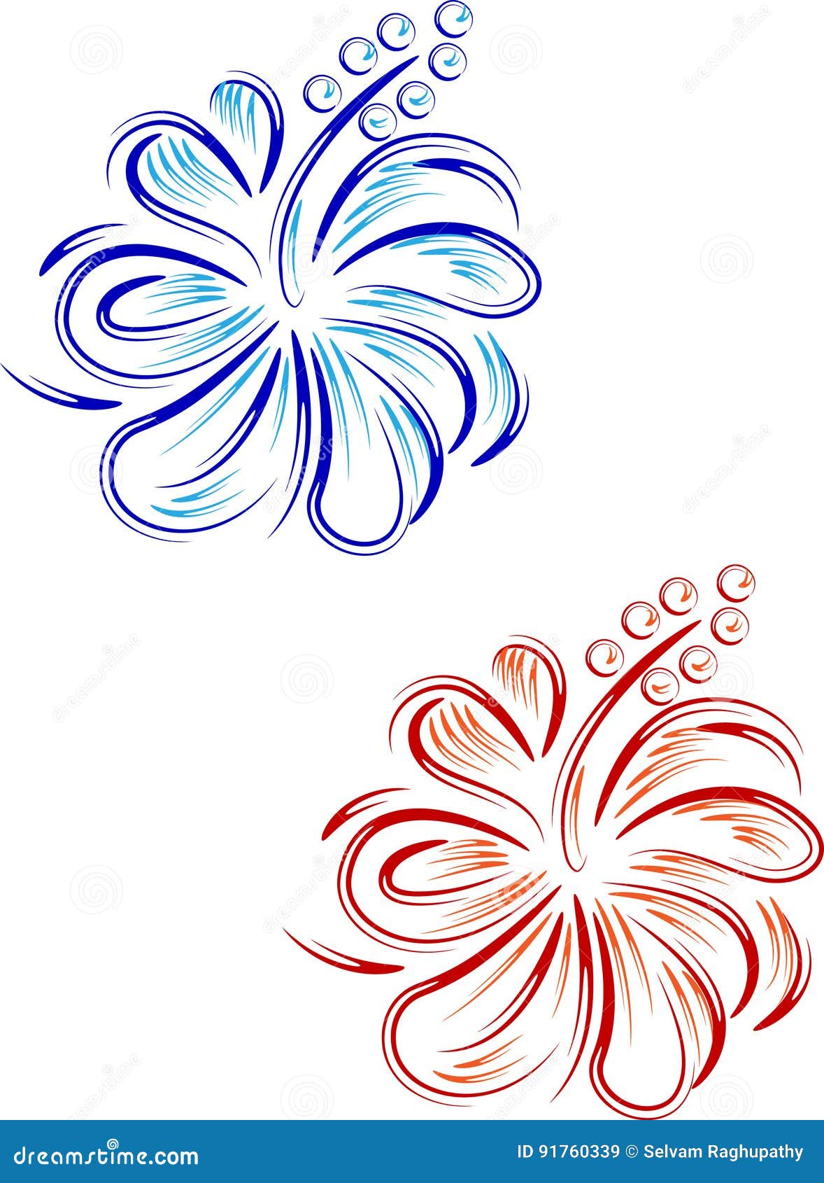 Abstract Hibiscus Floral Design Stock Vector Illustration of flower