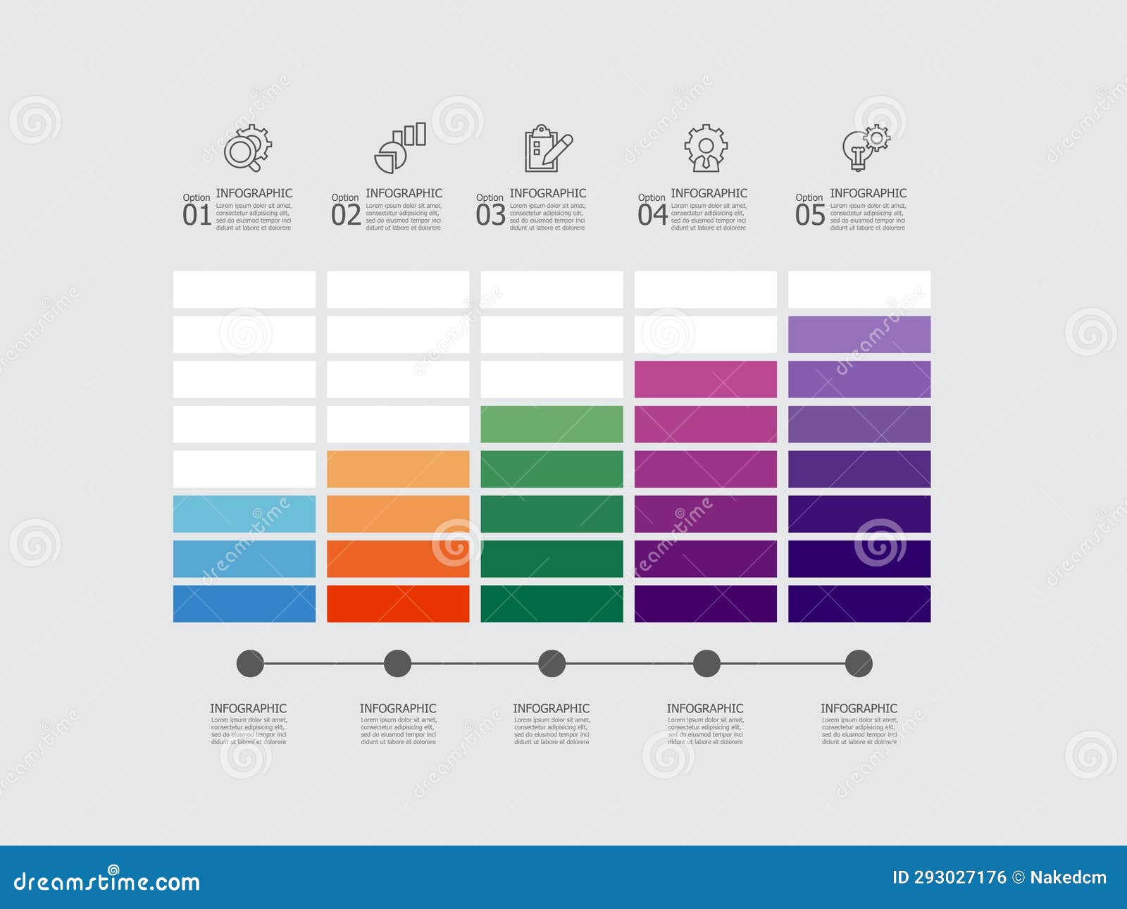 Abstract Horizontal Steps Timeline Infographic Element Report Background with Business Line Icon