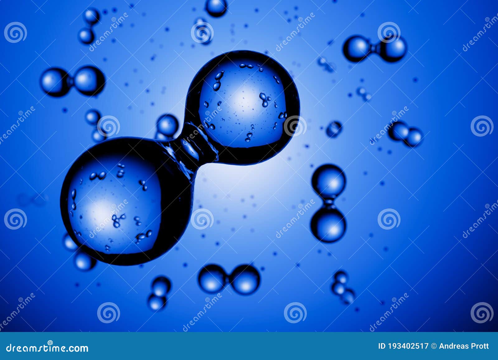 Abstract Hydrogen Molecules H2 in Front of Blue Vignetted Background