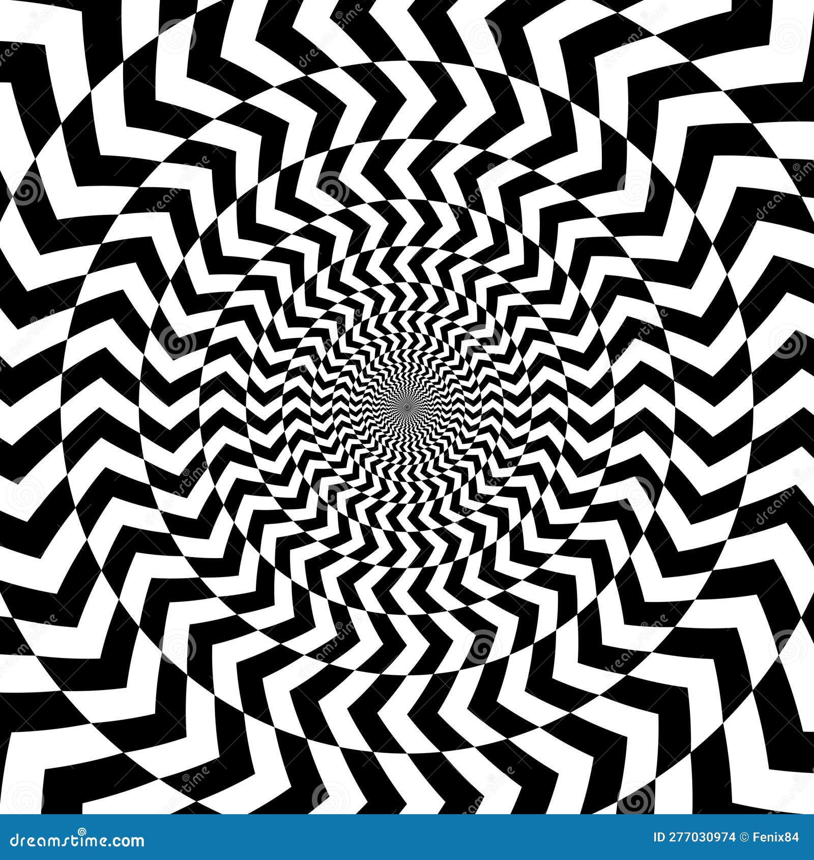 abstract hypnotic background with black and white arrows in a circle. concentrically decreasing striped rings.
