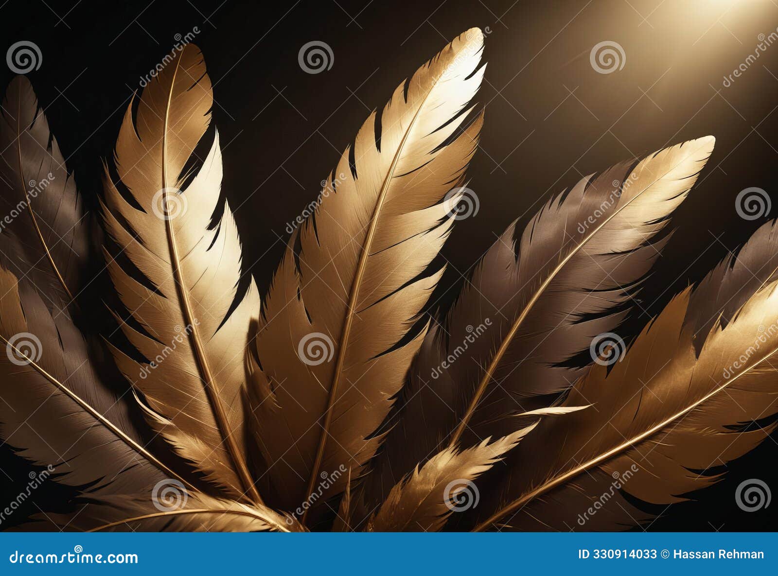 abstract idea with browen and gold fabric feathers