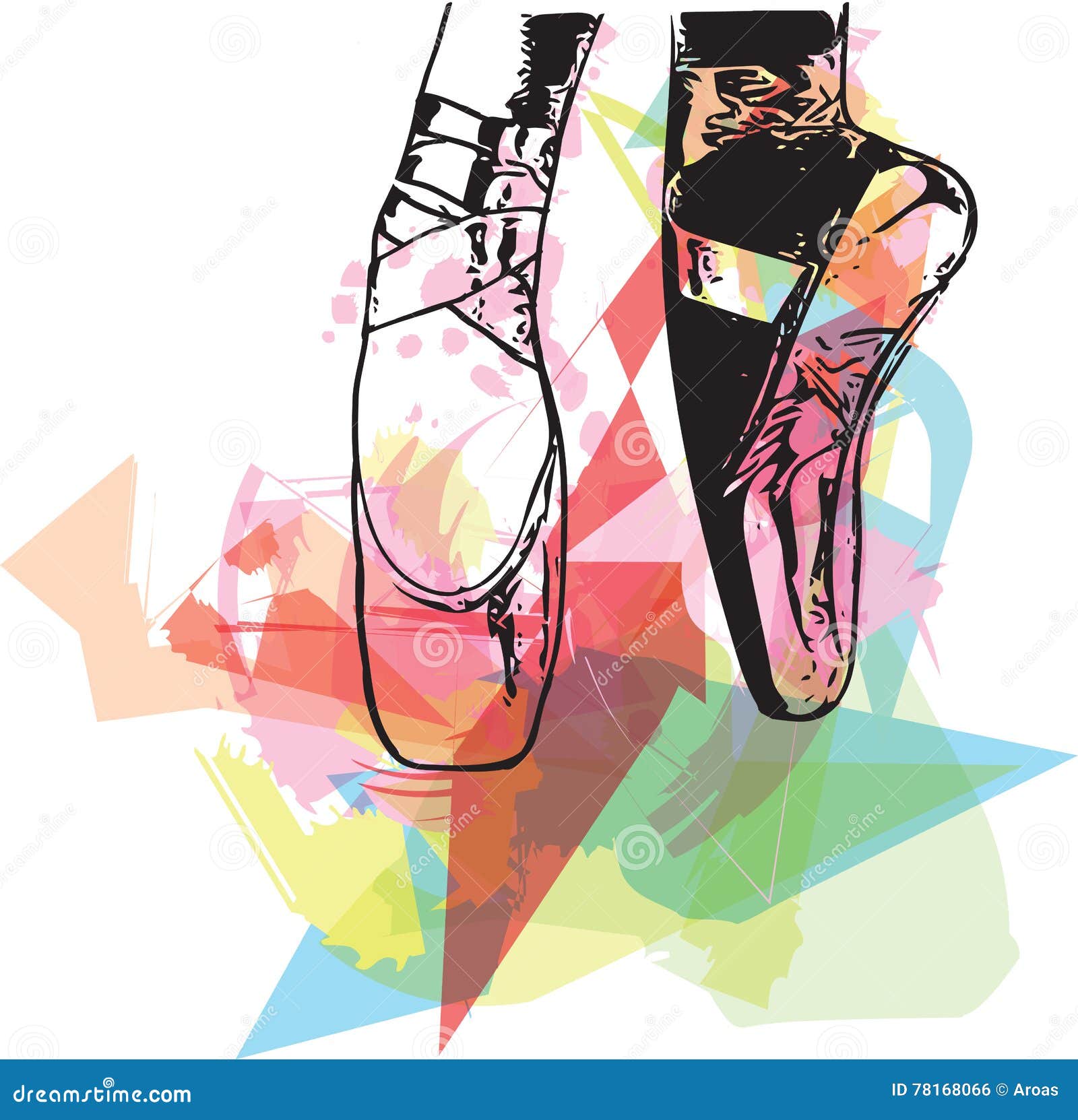 Abstract Illustration Ballet Pointed Shoes Stock Vector Illustration