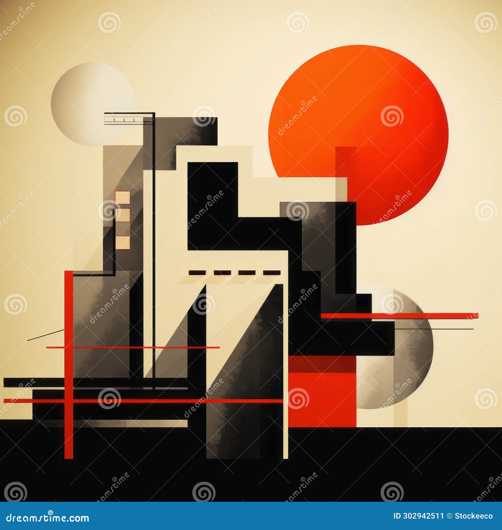 abstract  of buildings in modular constructivism style