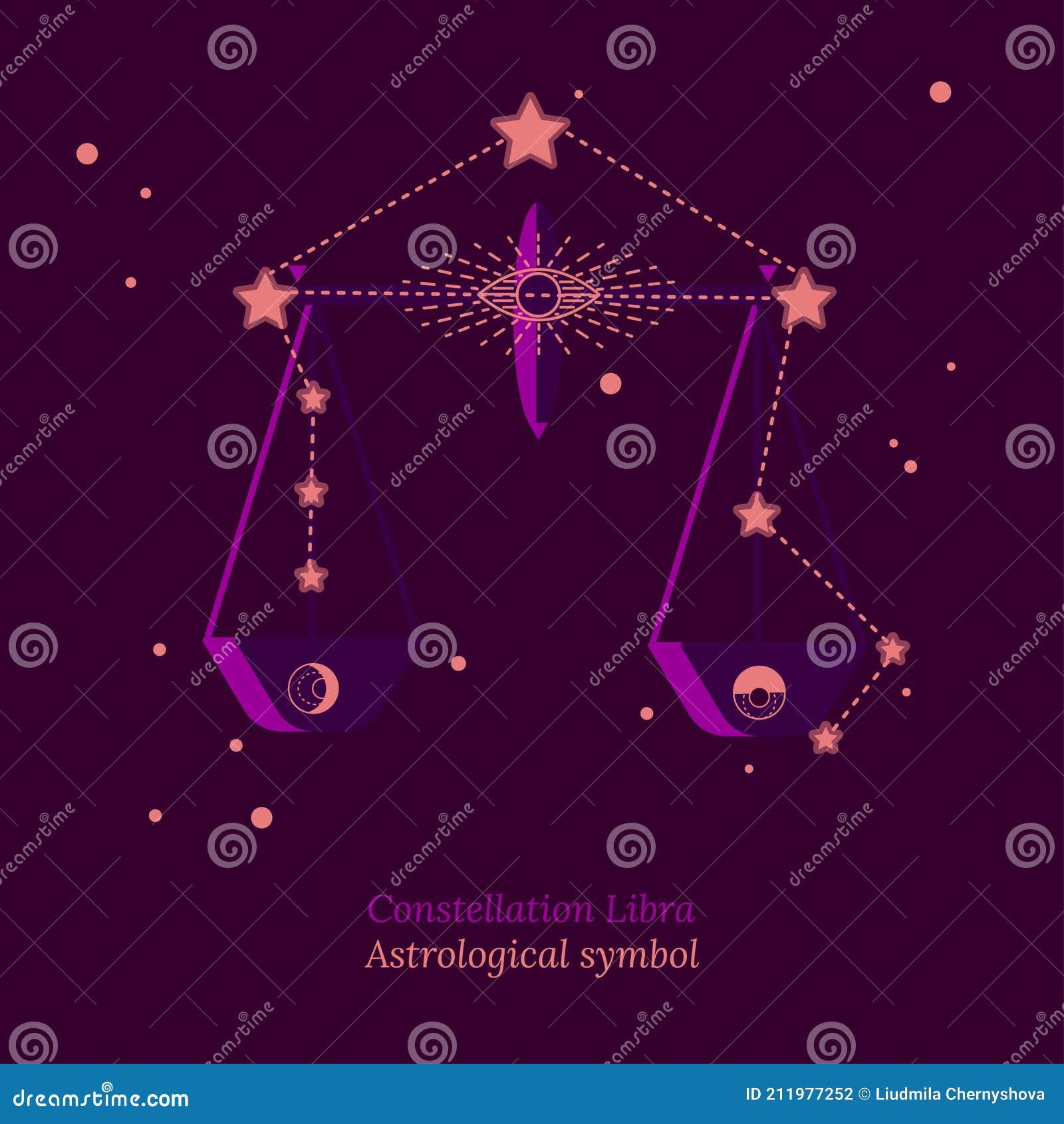 Abstract Illustration of Constellation Libra, Connection of Stars in ...