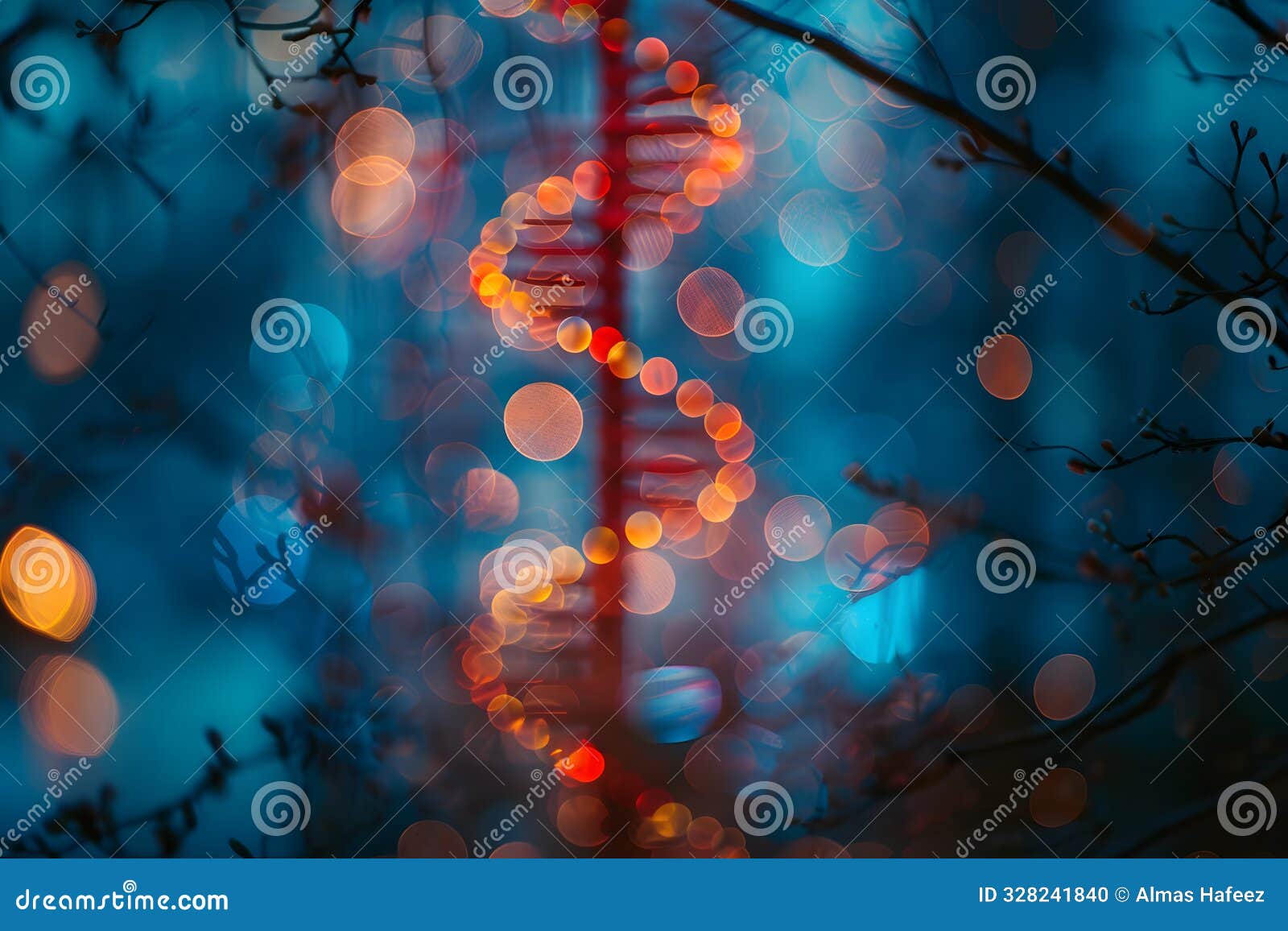 an abstract  of dna on a blurred background with vibrant colors and intricate patternsthis image has been generated by