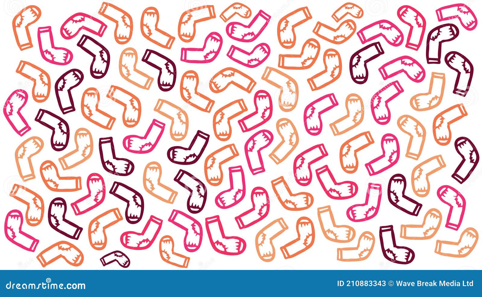 Abstract Illustration of Multiple Pink and Orange Socks Icons in