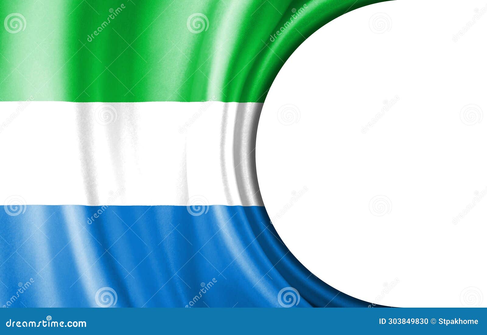 abstract , sierra leone flag with a semi-circular area white background for text or images