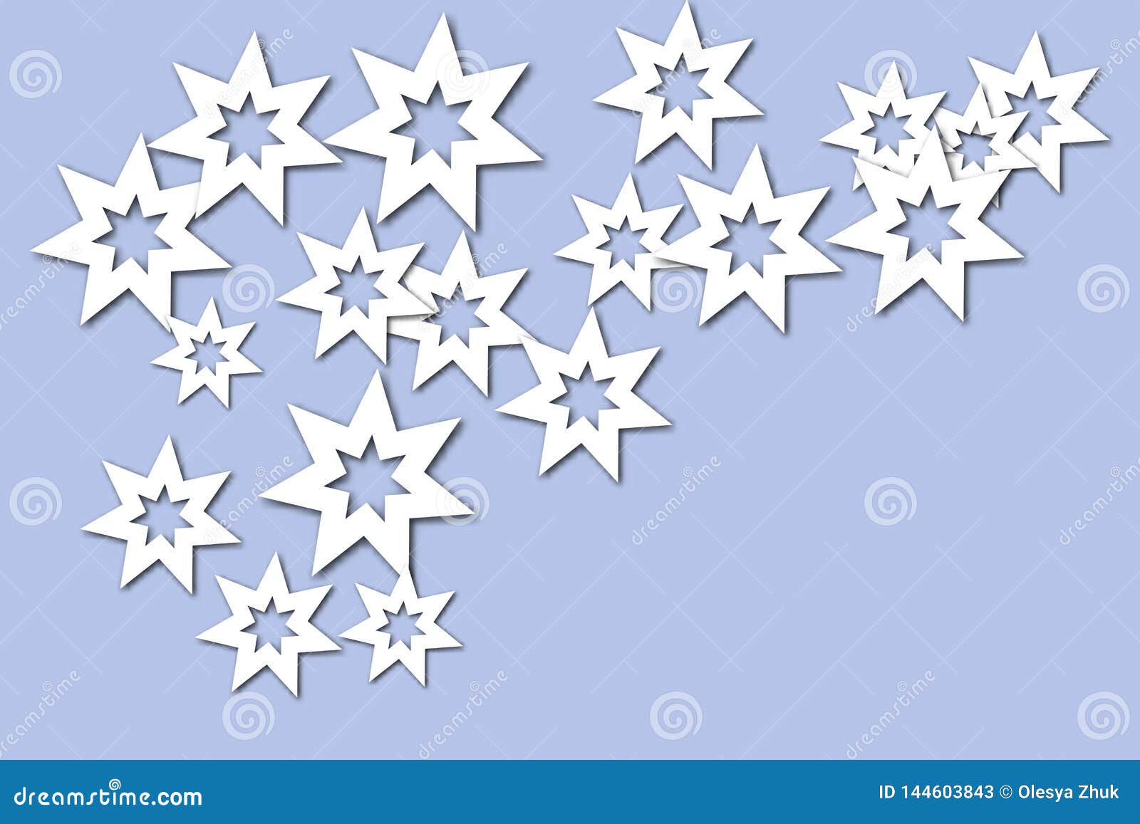 Abstract Illustration, White Stars on a Blue Background Stock