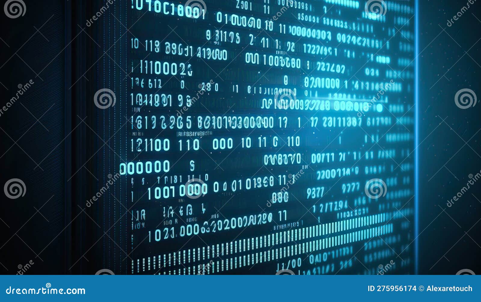 Abstract Image of Binary Code.background with Glowing Neon Characters ...