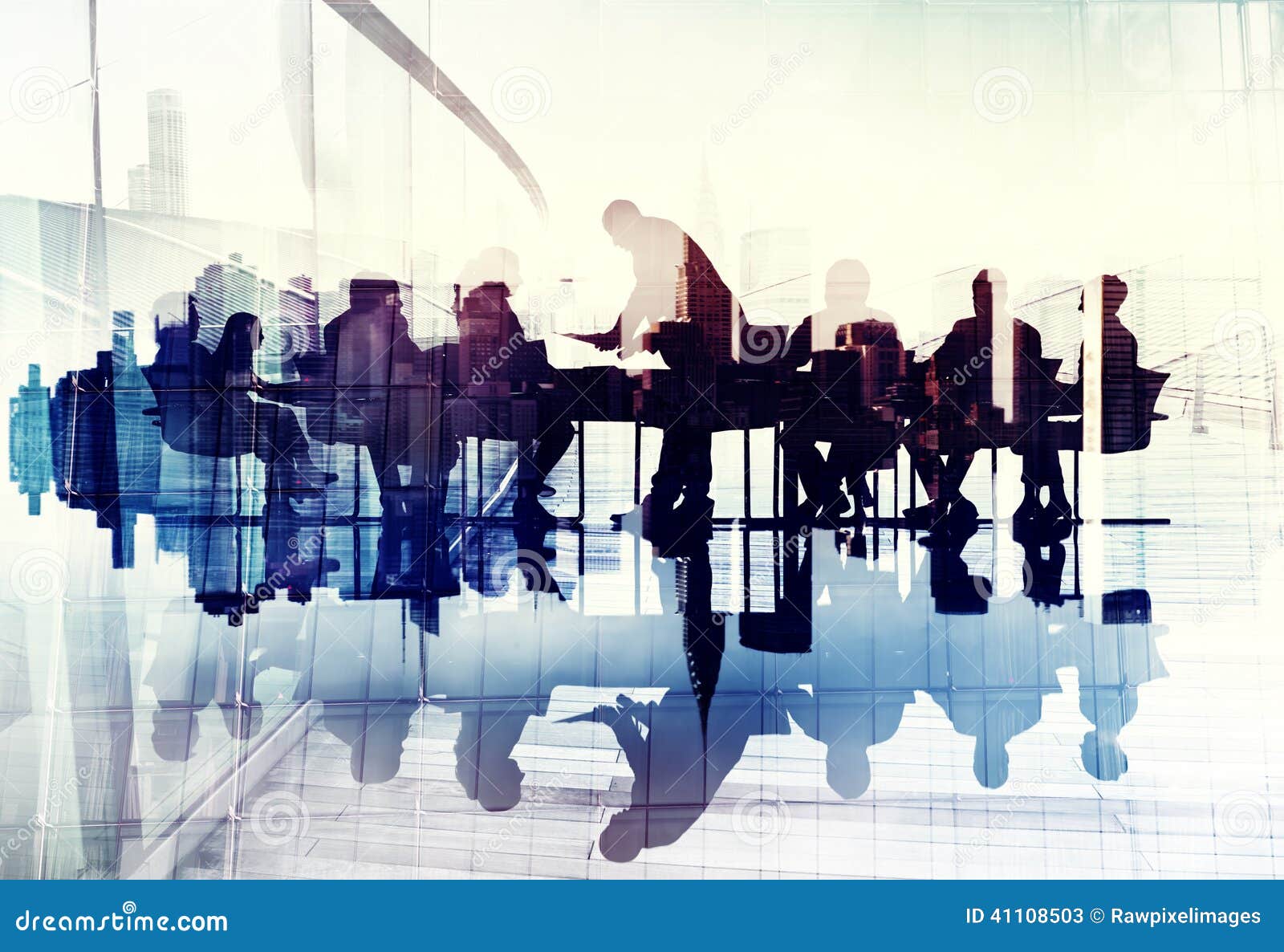 abstract image of business people silhouettes in a meeting