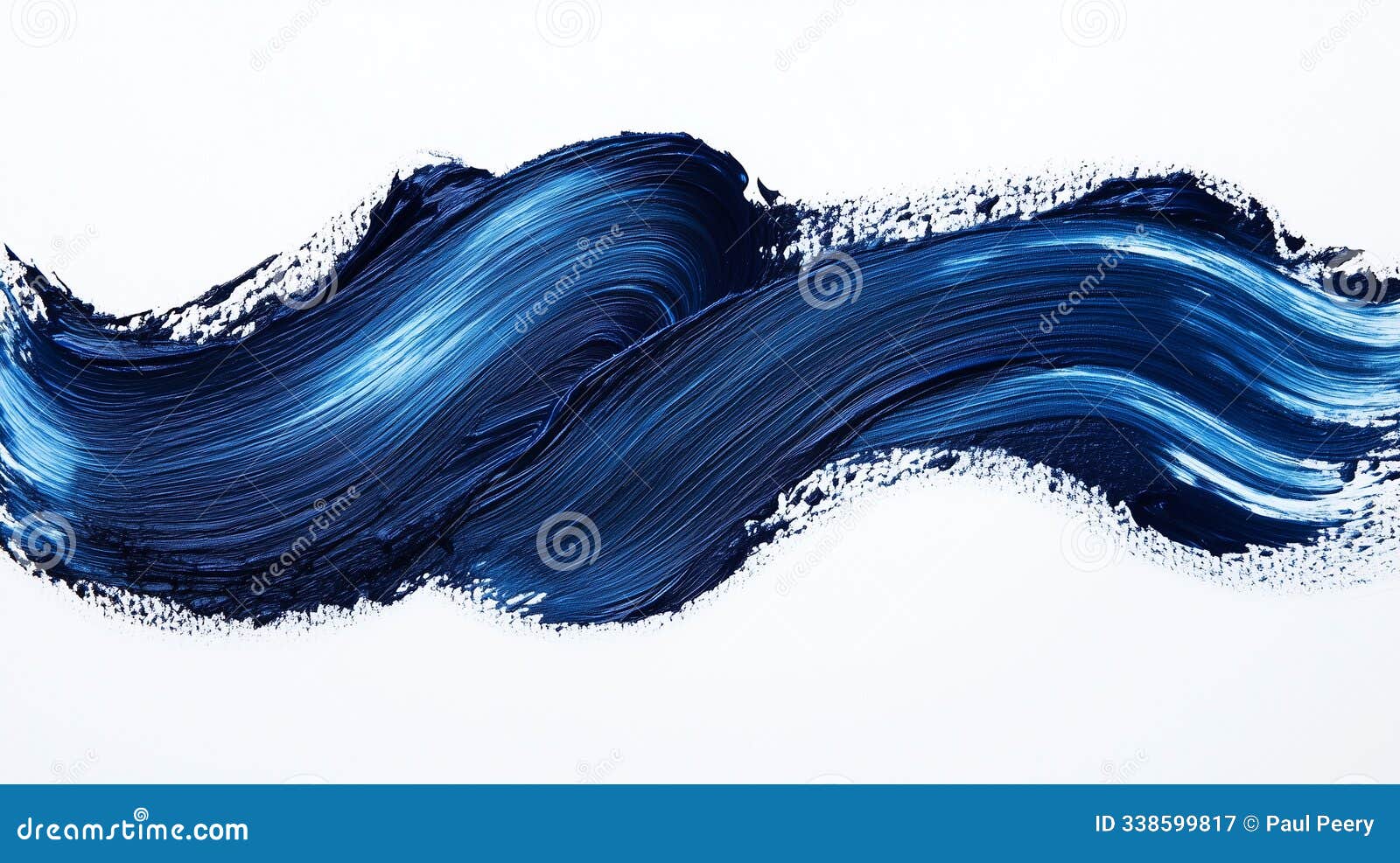 abstract blue wave brushstroke on white canvas capturing fluidity and motion
