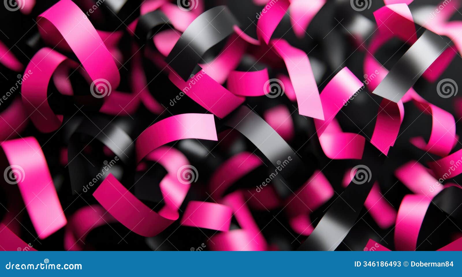 abstract black and pink ribbons creating dynamic movement