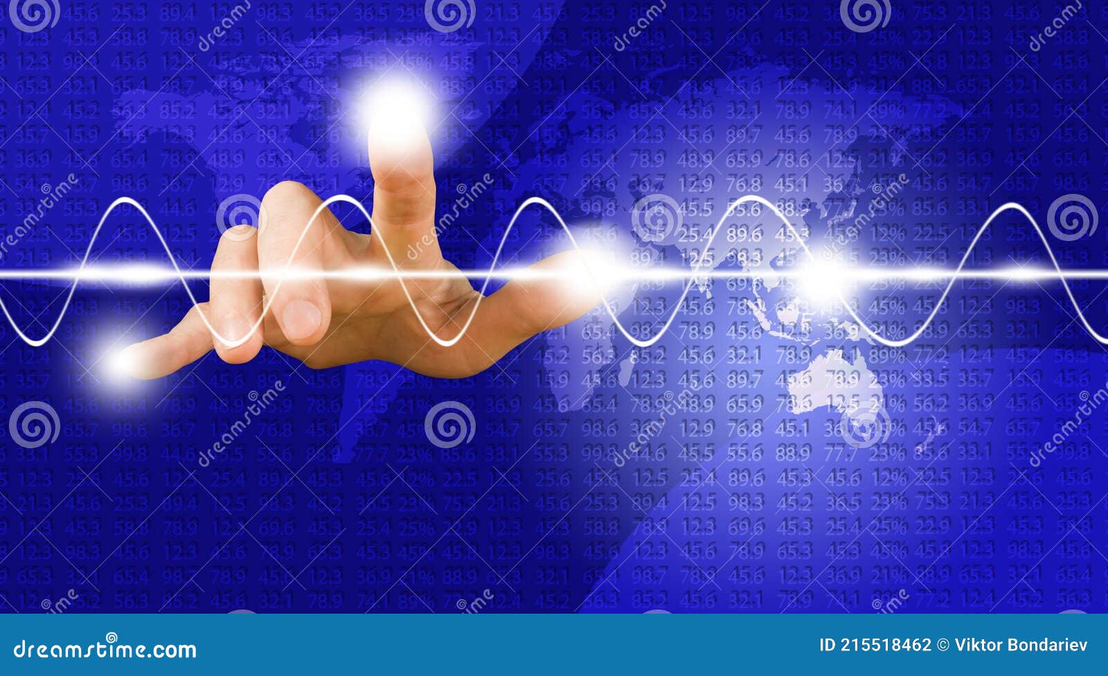 Image of a Hand that Controls Three Symbolic Buttons on the Background