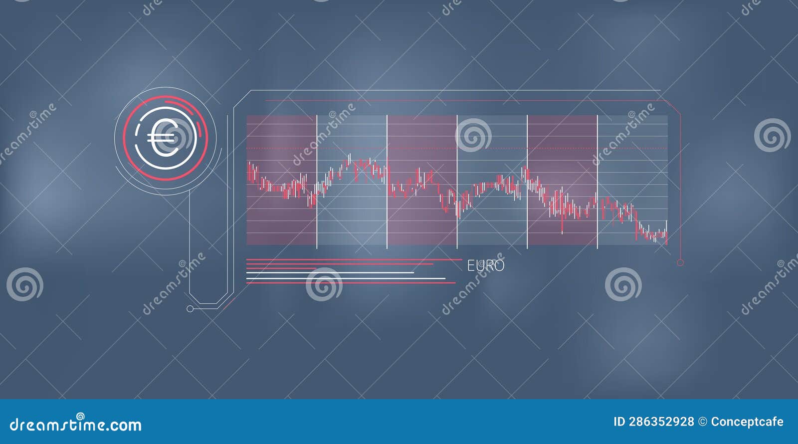 Abstract Infographic of Falling Euro Exchange Rate. Stock Illustration