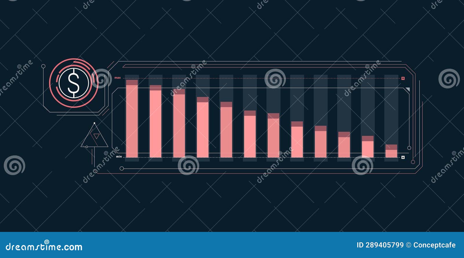 Abstract Infographics of Dollar Exchange Rate Fall. Stock Illustration