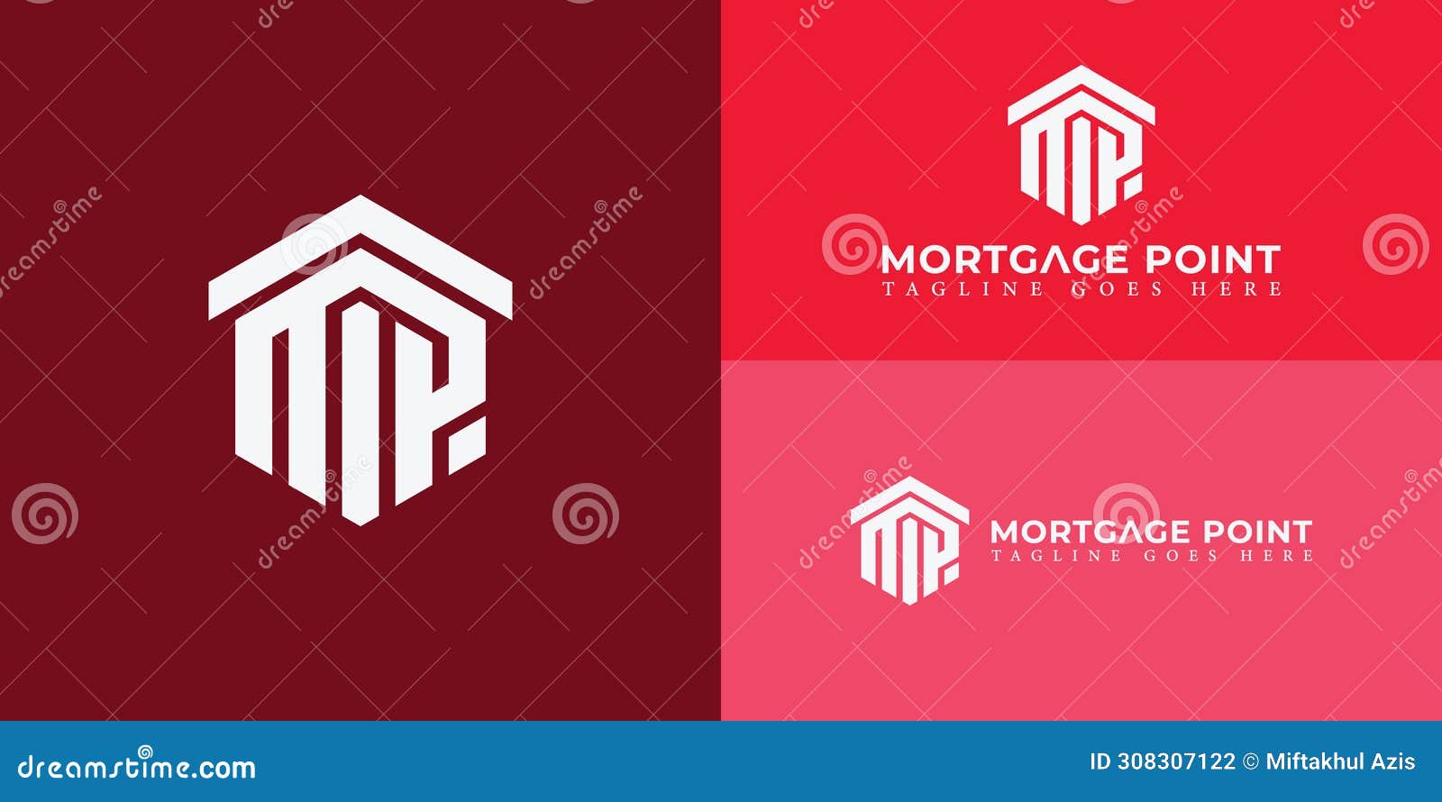 abstract initial letter mp or pm logo in white color  in red backgrounds