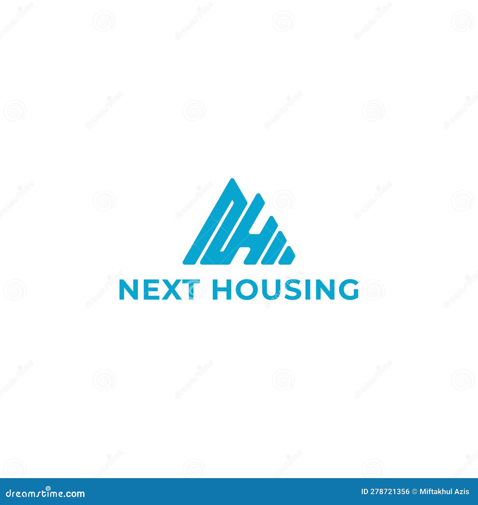 abstract initial letter nh or hn logo in blue color  in white background