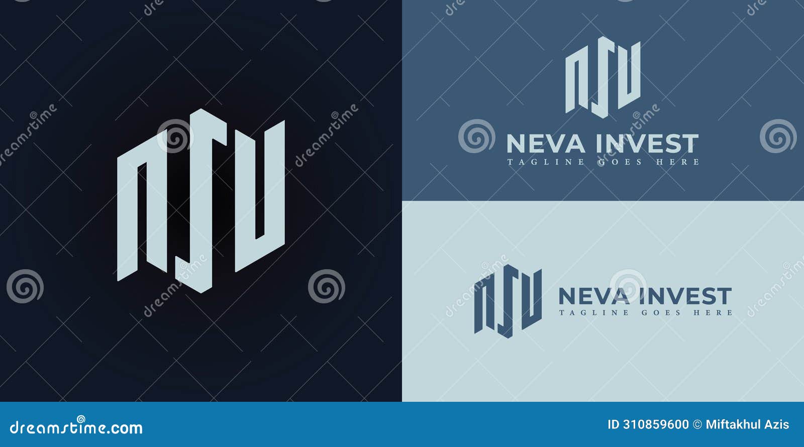 abstract the initial letter ni or in in soft blue color  on multiple background colors