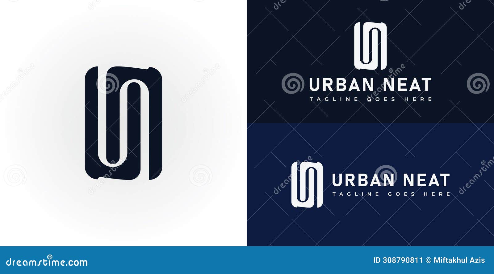 abstract initial letter un or nu logo in deep blue color  in white background